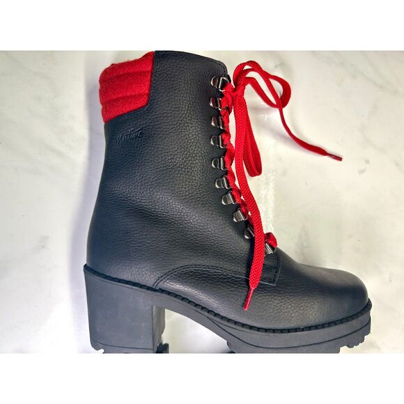 Martino Canada Leather & Wool Heeled Lace Up Combat Winter Boots, Women's 9 NWOT - Picture 2 of 12